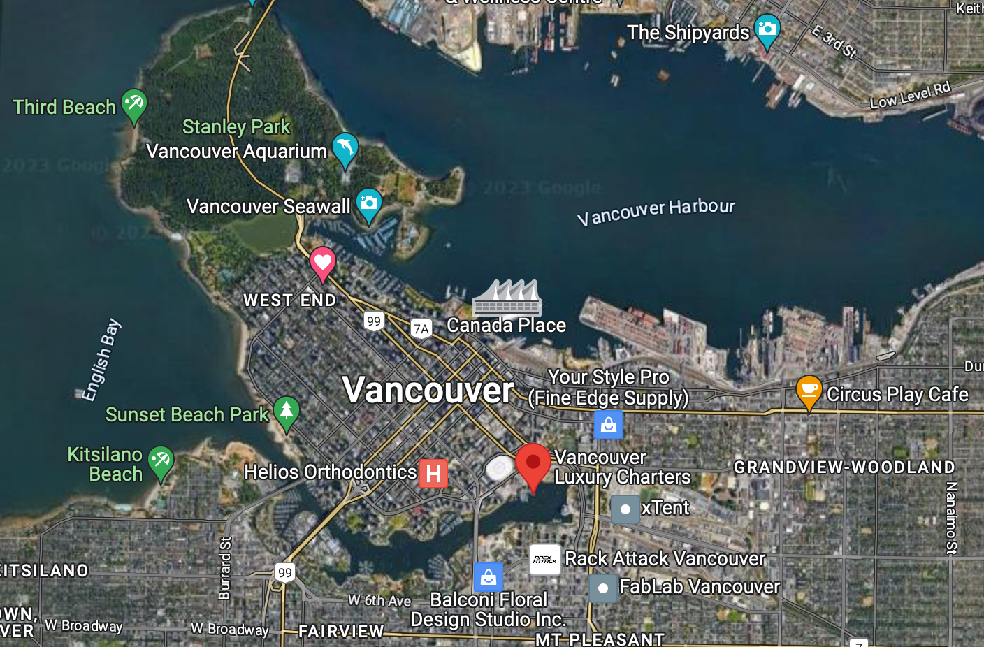 Vancouver Luxury Charters location map