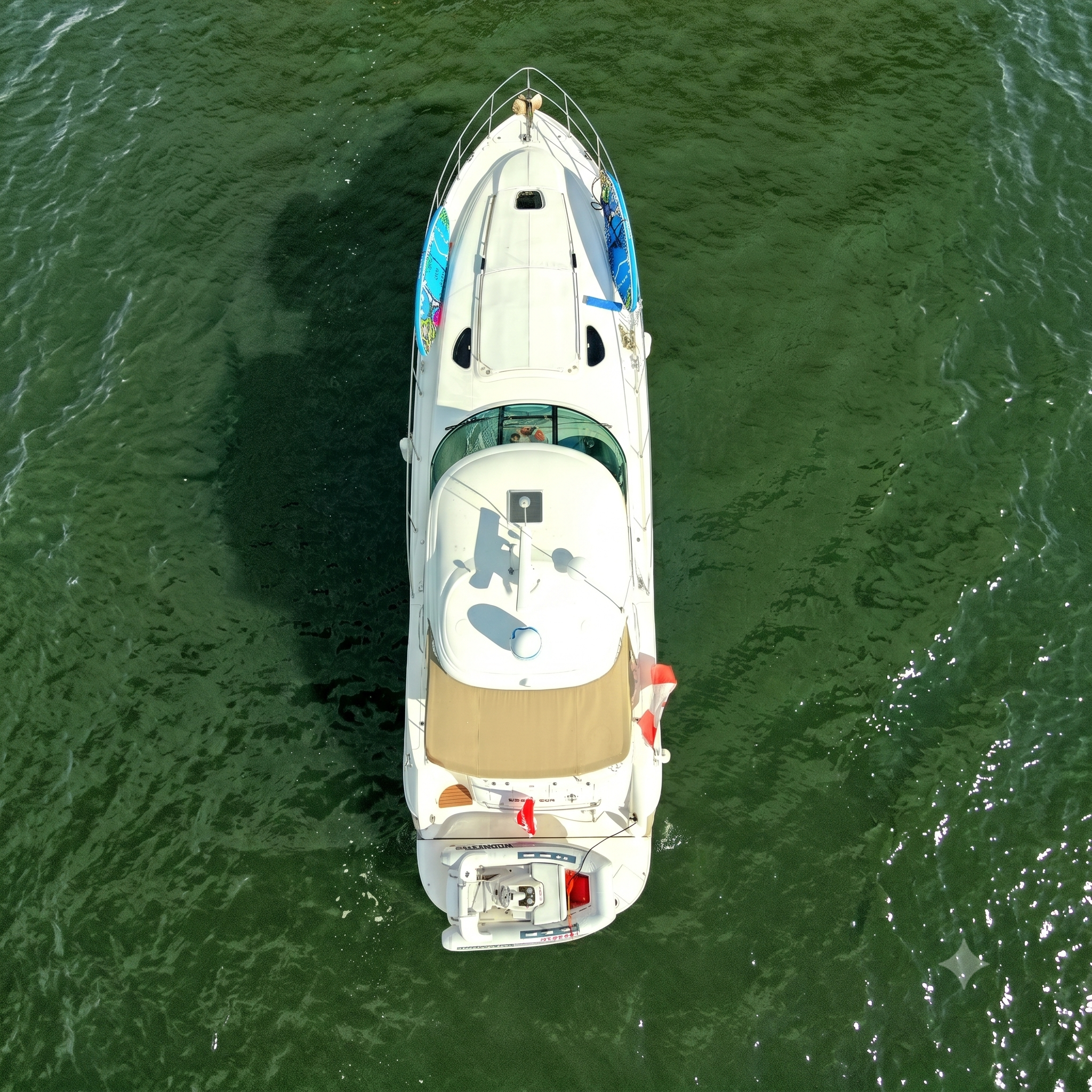 Aerial view of yacht