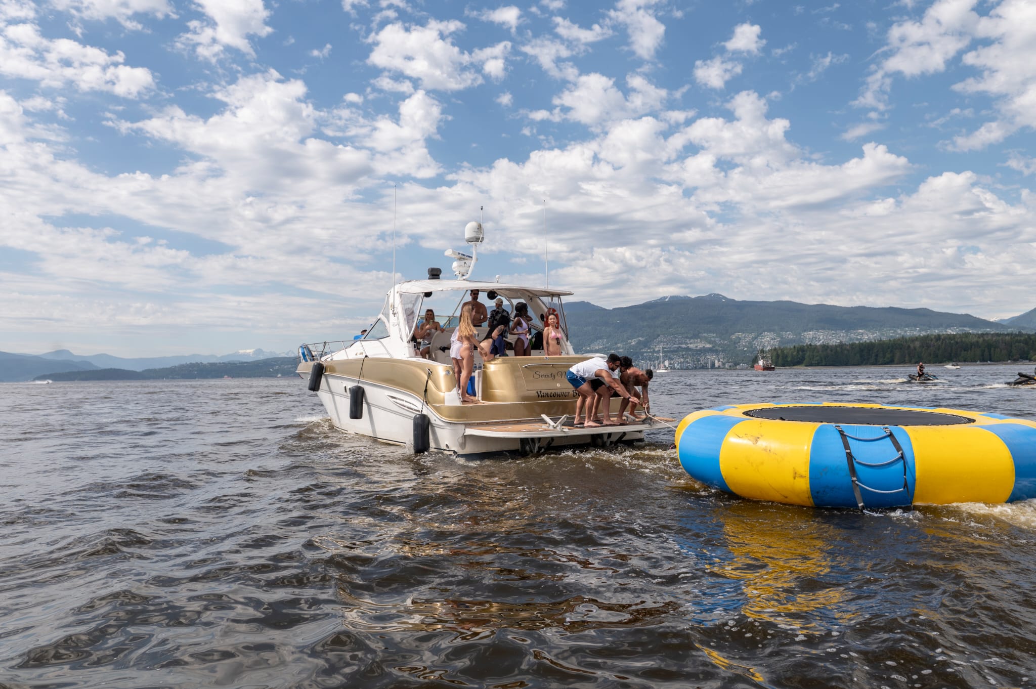 Yacht with water trampoline